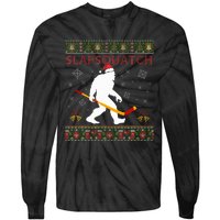 Christmas Hockey Sasquatch Slapsquatch Bigfoot Tie-Dye Long Sleeve Shirt