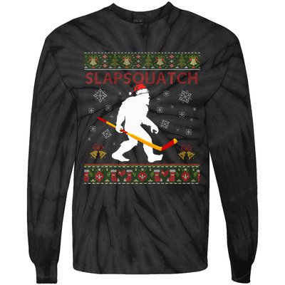 Christmas Hockey Sasquatch Slapsquatch Bigfoot Tie-Dye Long Sleeve Shirt