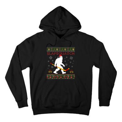 Christmas Hockey Sasquatch Slapsquatch Bigfoot Tall Hoodie