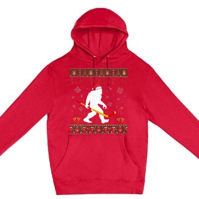 Christmas Hockey Sasquatch Slapsquatch Bigfoot Premium Pullover Hoodie