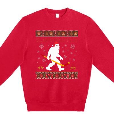 Christmas Hockey Sasquatch Slapsquatch Bigfoot Premium Crewneck Sweatshirt