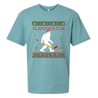 Christmas Hockey Sasquatch Slapsquatch Bigfoot Sueded Cloud Jersey T-Shirt