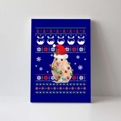 Cute Hamster Santa Hat Ugly Sweater Christmas Pajama Family Gift Canvas