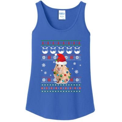 Cute Hamster Santa Hat Ugly Sweater Christmas Pajama Family Gift Ladies Essential Tank