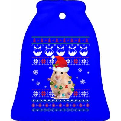 Cute Hamster Santa Hat Ugly Sweater Christmas Pajama Family Gift Ceramic Bell Ornament