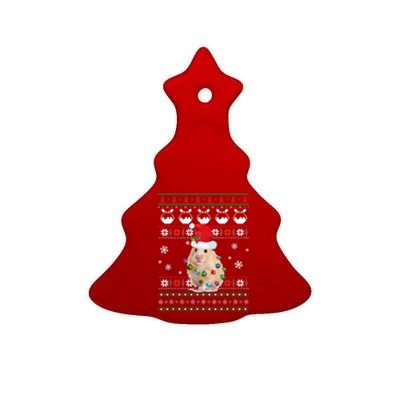 Cute Hamster Santa Hat Ugly Sweater Christmas Pajama Family Gift Ceramic Tree Ornament