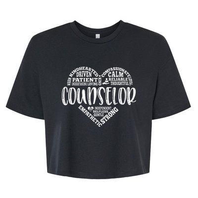 Counselor Heart School Counselor Guidance Schools Counseling Bella+Canvas Jersey Crop Tee