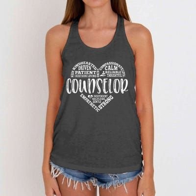 Counselor Heart School Counselor Guidance Schools Counseling Women's Knotted Racerback Tank