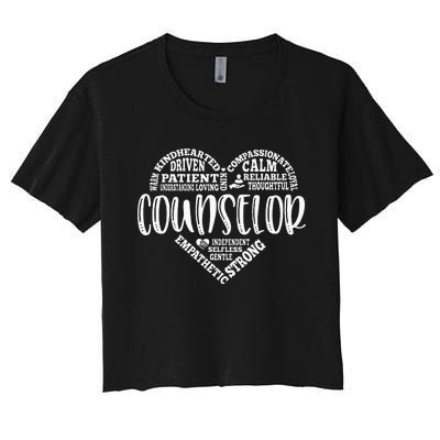 Counselor Heart School Counselor Guidance Schools Counseling Women's Crop Top Tee