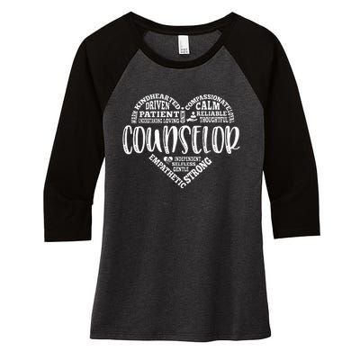 Counselor Heart School Counselor Guidance Schools Counseling Women's Tri-Blend 3/4-Sleeve Raglan Shirt