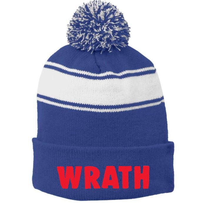 Christian Halloween Seven Deadly Sins Wrath Costume Stripe Pom Pom Beanie