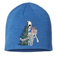 Christmas Horror Skeleton Sorta Merry Scary Dark Humor Cool Gift Sustainable Beanie