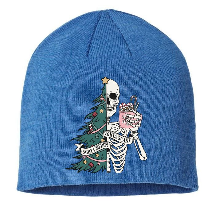 Christmas Horror Skeleton Sorta Merry Scary Dark Humor Cool Gift Sustainable Beanie