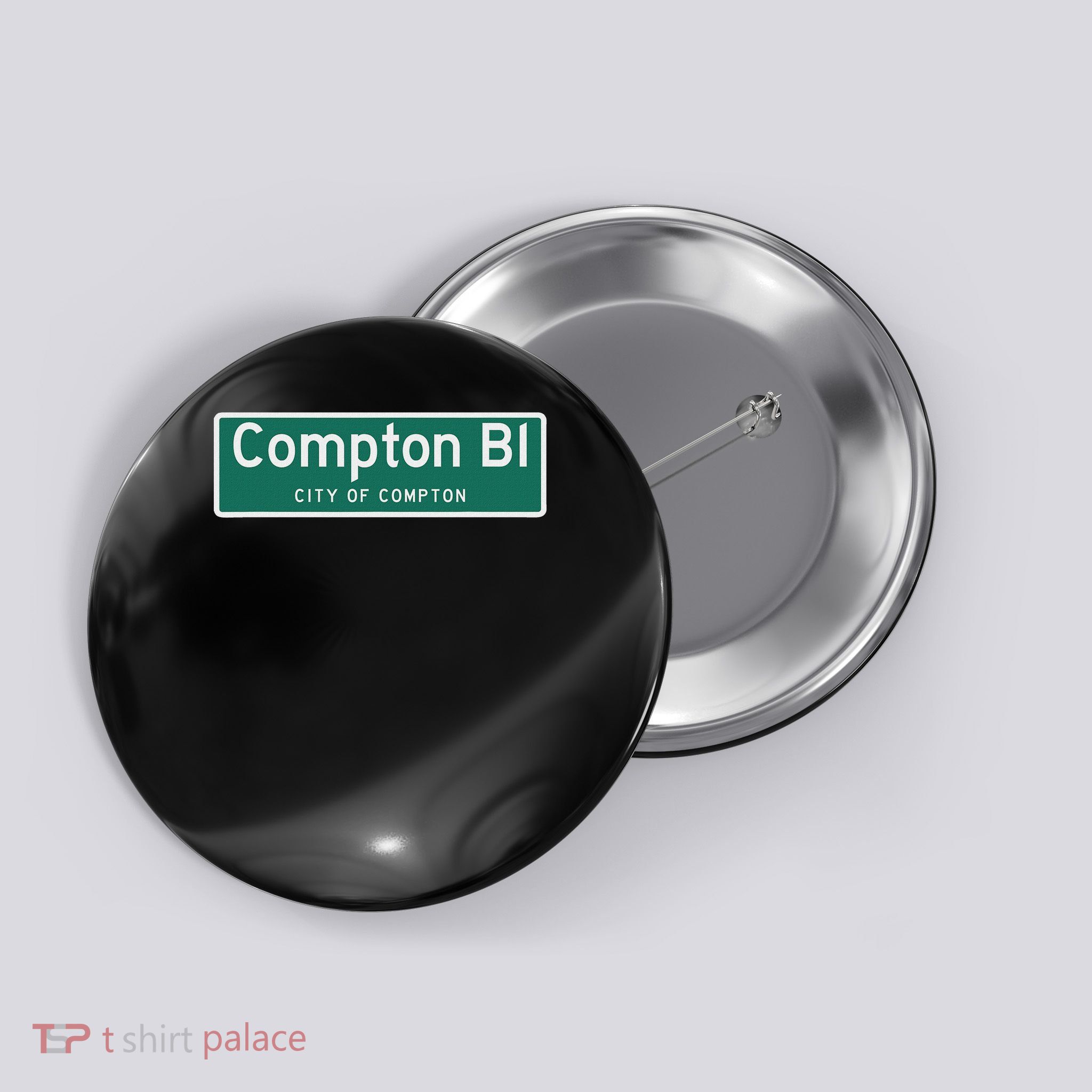 Compton Highway Sign Hip Hop Rap Button