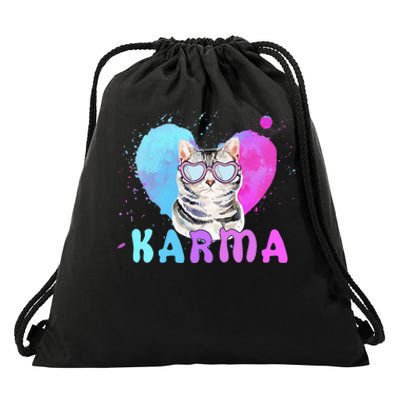 Cat Heart Shape Drawstring Bag