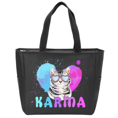 Cat Heart Shape Zip Tote Bag