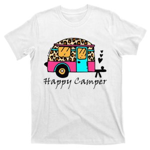 Camper happy summer camp camping leopard funny glamping T-Shirt