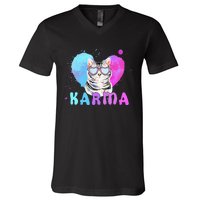 Cat Heart Shape Funny Gifts V-Neck T-Shirt