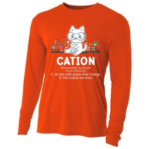 Chemistry Humor Science Teacher Cat Pun Cation Gift Cooling Performance Long Sleeve Crew