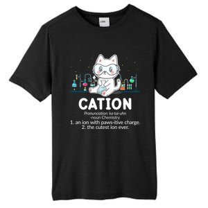 Chemistry Humor Science Teacher Cat Pun Cation Gift Tall Fusion ChromaSoft Performance T-Shirt