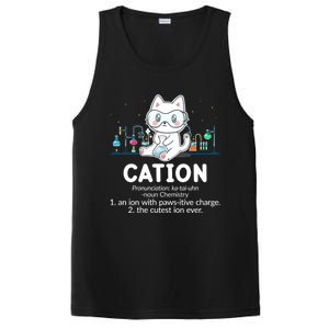 Chemistry Humor Science Teacher Cat Pun Cation Gift PosiCharge Competitor Tank