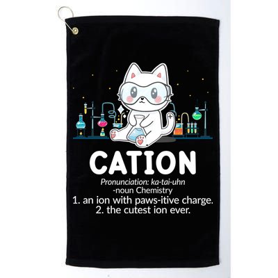 Chemistry Humor Science Teacher Cat Pun Cation Gift Golf Towel