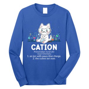 Chemistry Humor Science Teacher Cat Pun Cation Gift Long Sleeve Shirt