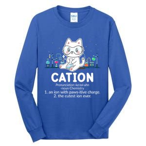 Chemistry Humor Science Teacher Cat Pun Cation Gift Tall Long Sleeve T-Shirt