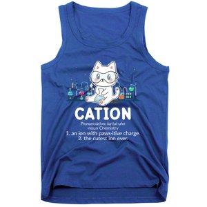 Chemistry Humor Science Teacher Cat Pun Cation Gift Tank Top