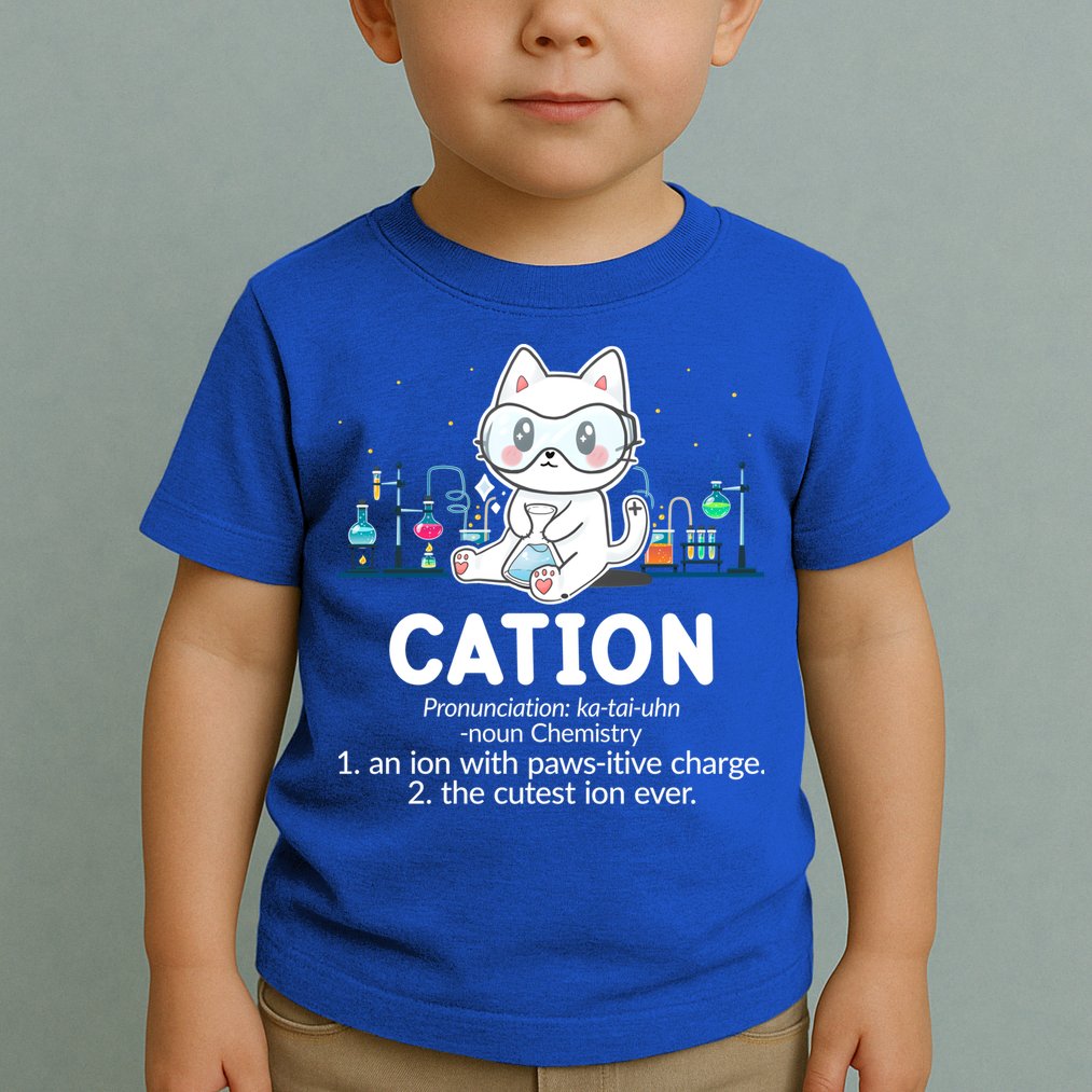 Chemistry Humor Science Teacher Cat Pun Cation Gift Toddler T-Shirt