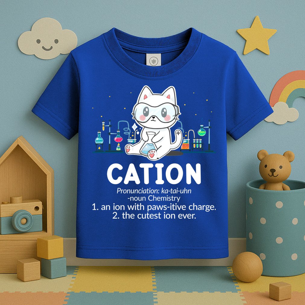 Chemistry Humor Science Teacher Cat Pun Cation Gift Toddler T-Shirt