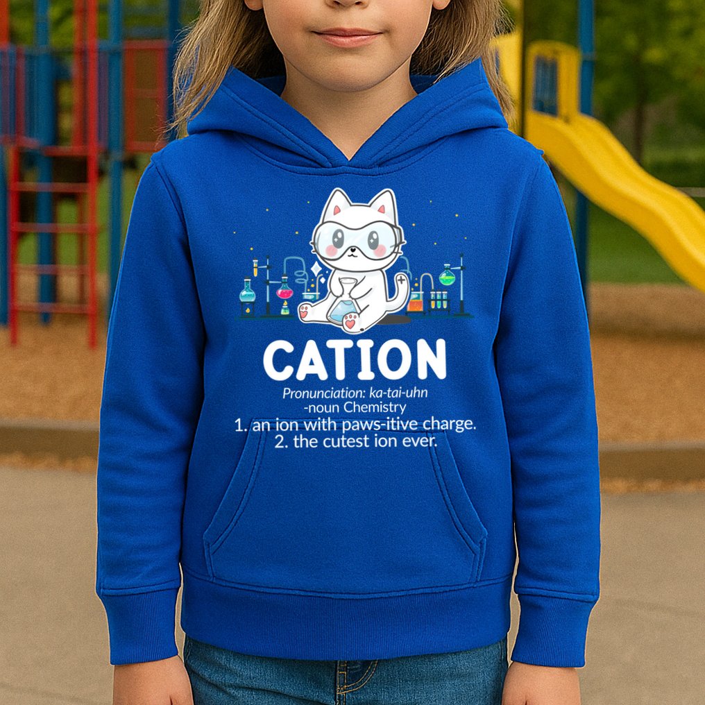 Chemistry Humor Science Teacher Cat Pun Cation Gift Kids Hoodie