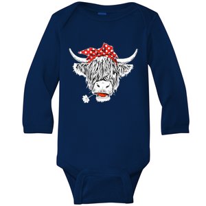 Cute Hairy Scottish Highland Cow Baby Long Sleeve Bodysuit