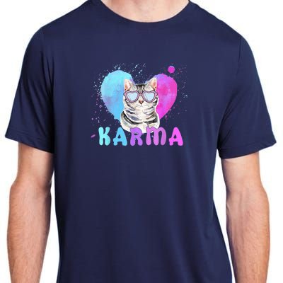 Cat Heart Shape Funny Gifts For Women Karma Cat Lovers Adult ChromaSoft Performance T-Shirt