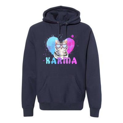 Cat Heart Shape Funny Gifts For Women Karma Cat Lovers Premium Hoodie