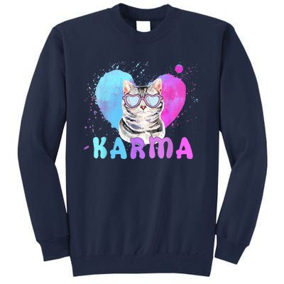 Cat Heart Shape Funny Gifts For Women Karma Cat Lovers Tall Sweatshirt