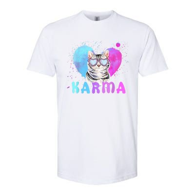 Cat Heart Shape Funny Gifts For Women Karma Cat Lovers Softstyle® CVC T-Shirt