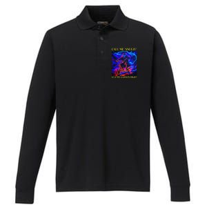 Cringe Hard Skeleton Funny Oddly Specific Performance Long Sleeve Polo