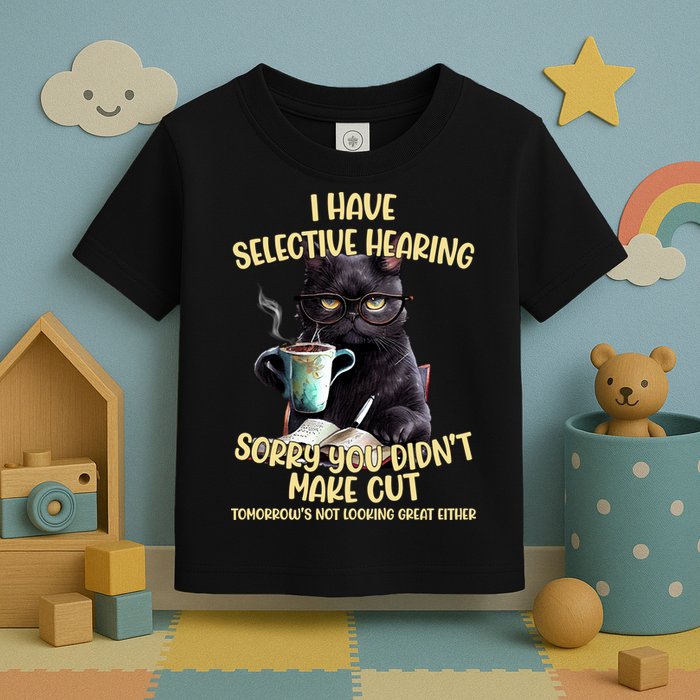 Cat Have Selective Hearing You Didnt Make Cut Funny Toddler T-Shirt