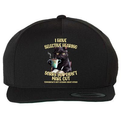 Cat Have Selective Hearing You Didnt Make Cut Funny Wool Snapback Cap