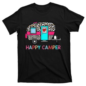 Camper Happy Summer Camp Camping Leopard Funny Glamping T-Shirt