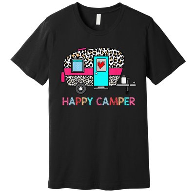 Camper Happy Summer Camp Camping Leopard Funny Glamping Premium T-Shirt