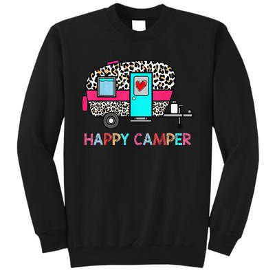 Camper Happy Summer Camp Camping Leopard Funny Glamping Tall Sweatshirt