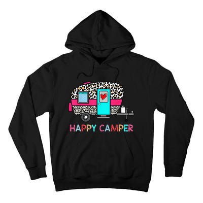 Camper Happy Summer Camp Camping Leopard Funny Glamping Tall Hoodie