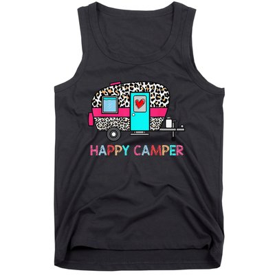 Camper Happy Summer Camp Camping Leopard Funny Glamping Tank Top