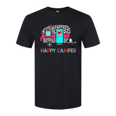 Camper Happy Summer Camp Camping Leopard Funny Glamping Softstyle® CVC T-Shirt