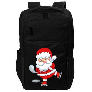 Christmas Hockey Santa Playing Hockey Santa Hockey Player Gift Impact Tech Backpack