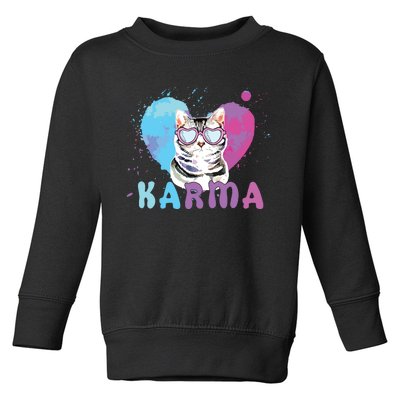 Cat Heart Shape Funny Gifts For Girl Women Karma Toddler Sweatshirt