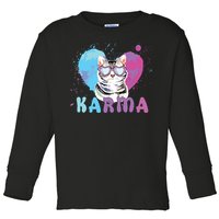 Cat Heart Shape Funny Gifts For Girl Women Karma Toddler Long Sleeve Shirt