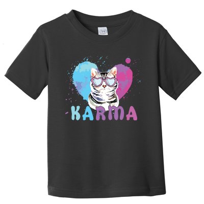 Cat Heart Shape Funny Gifts For Girl Women Karma Toddler T-Shirt